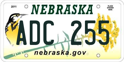 NE license plate ADC255