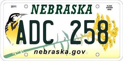 NE license plate ADC258