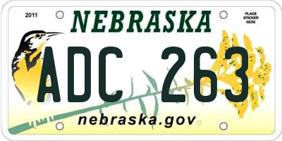 NE license plate ADC263
