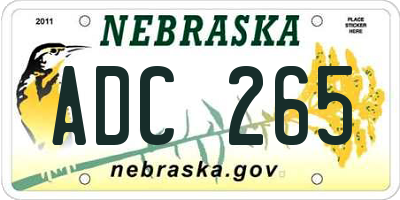 NE license plate ADC265