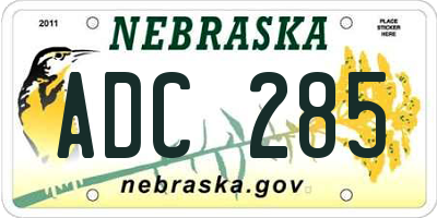 NE license plate ADC285