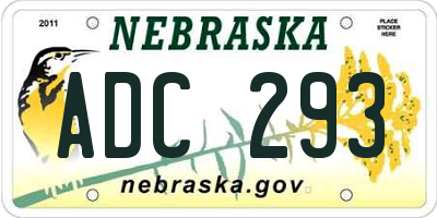 NE license plate ADC293