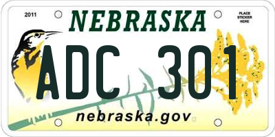NE license plate ADC301
