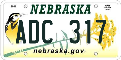 NE license plate ADC317