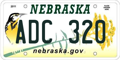 NE license plate ADC320