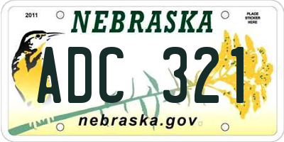 NE license plate ADC321