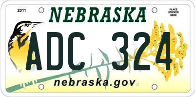 NE license plate ADC324