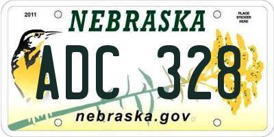 NE license plate ADC328