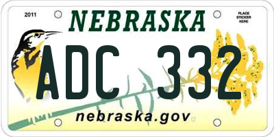 NE license plate ADC332