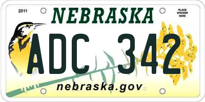 NE license plate ADC342