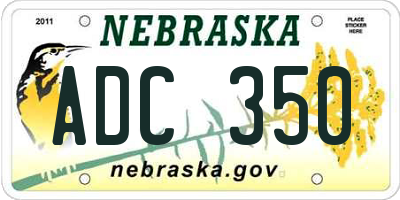 NE license plate ADC350