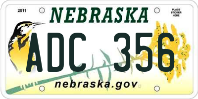 NE license plate ADC356