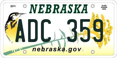 NE license plate ADC359