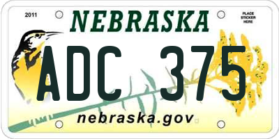 NE license plate ADC375