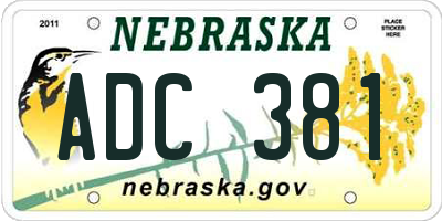 NE license plate ADC381
