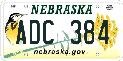 NE license plate ADC384