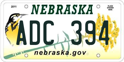 NE license plate ADC394