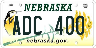 NE license plate ADC400