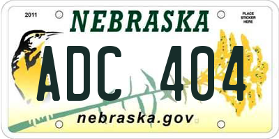 NE license plate ADC404