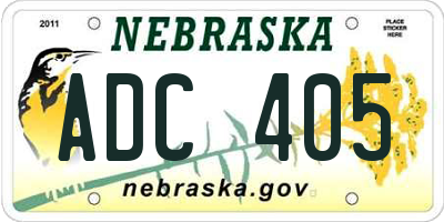 NE license plate ADC405