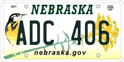 NE license plate ADC406