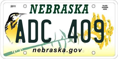 NE license plate ADC409