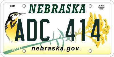 NE license plate ADC414