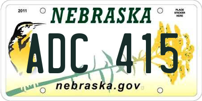 NE license plate ADC415