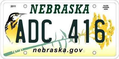 NE license plate ADC416