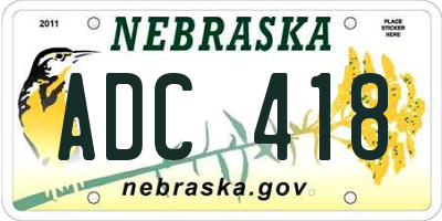 NE license plate ADC418