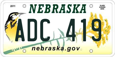 NE license plate ADC419