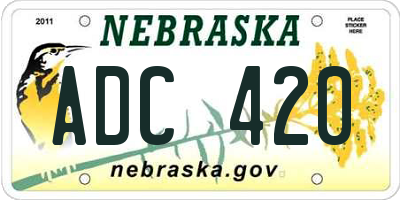 NE license plate ADC420