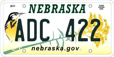 NE license plate ADC422