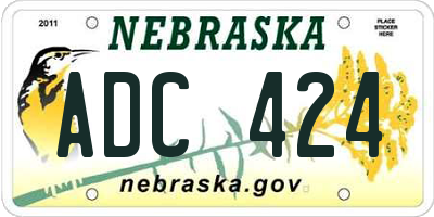 NE license plate ADC424