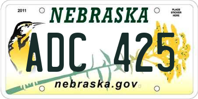 NE license plate ADC425