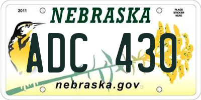 NE license plate ADC430