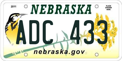 NE license plate ADC433