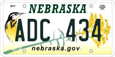 NE license plate ADC434