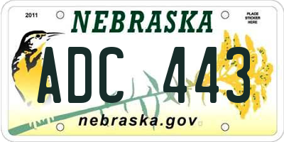 NE license plate ADC443