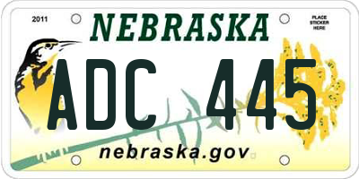 NE license plate ADC445