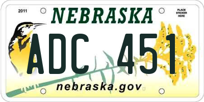 NE license plate ADC451