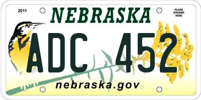 NE license plate ADC452