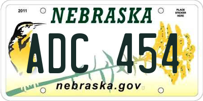 NE license plate ADC454