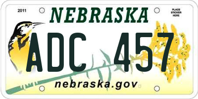 NE license plate ADC457