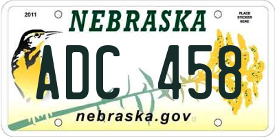 NE license plate ADC458