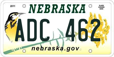 NE license plate ADC462