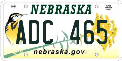 NE license plate ADC465