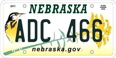 NE license plate ADC466