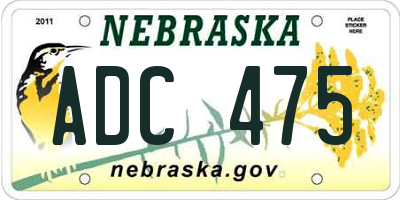 NE license plate ADC475