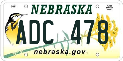 NE license plate ADC478